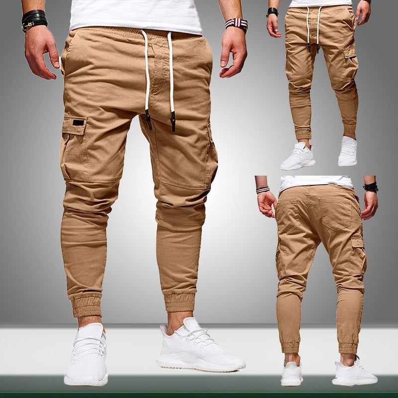 Autumn Men Joggers Pants  New Casual Male Cargo Military Sweatpants Solid Multi-pocket Hip Hop Fitness Trousers Sportswear